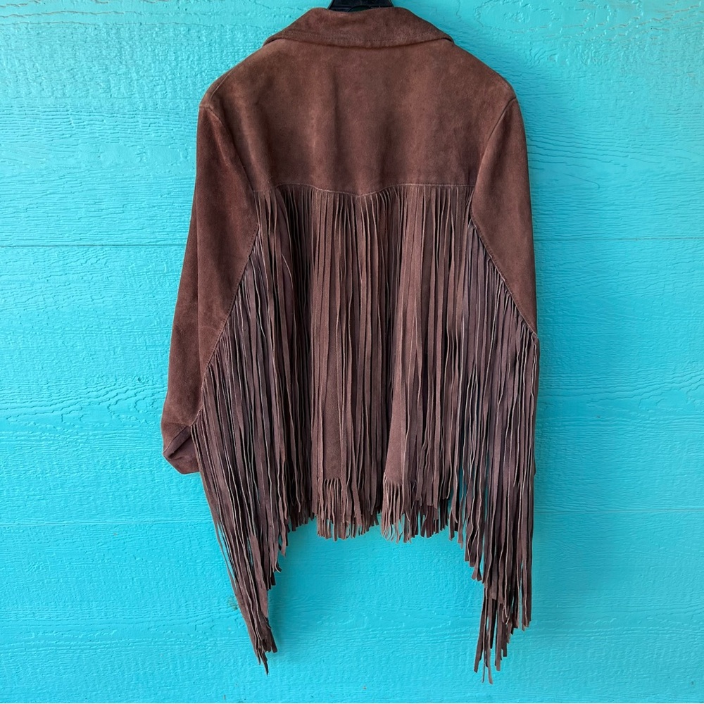 1970 Brown Super Long Fringe Suede Jacket VINTAGE WESTERN SIZE 40 OOAK - Picture 15 of 16
